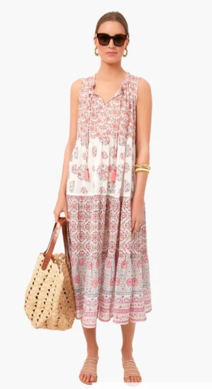 Tuckernuck Salty Paloma Caftan Dress Small NWT Pink Floral Boho Maxi